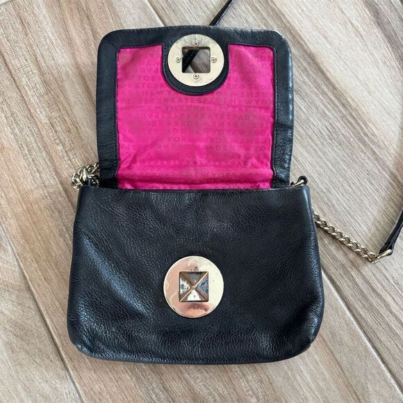 Kate Spade Black Vintage Quilted Leather Crossbody Bag Gold Chain Strap - Picture 6 of 7